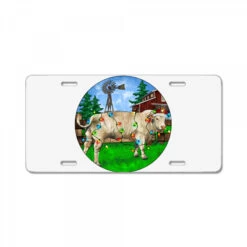 Christmas Charolais Bull And Barnyard License Plate