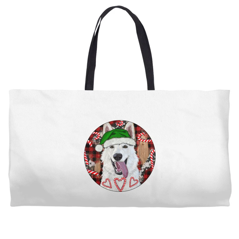 Christmas White Shepherd With Buffalo Plaid Weekender Totes 3 Christmas White Shepherd With Buffalo Plaid Weekender Totes