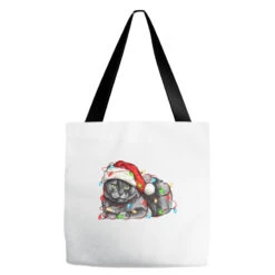 Christmas Russian Blue Cat Tote Bags
