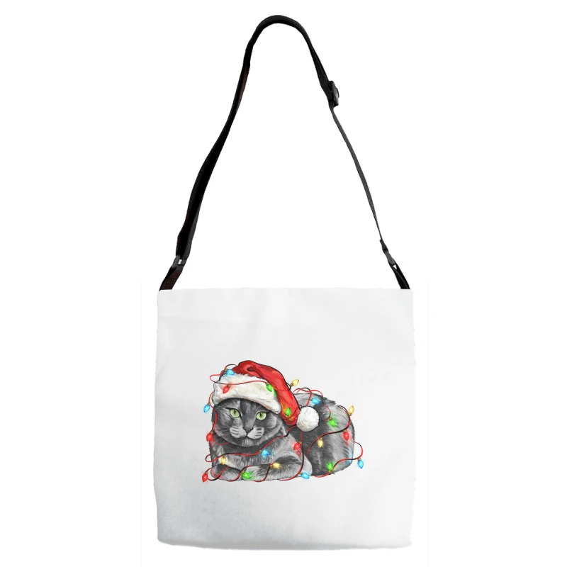 Christmas Russian Blue Cat Adjustable Strap Totes 3 Christmas Russian Blue Cat Adjustable Strap Totes