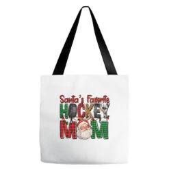 Santa's Favorite Hockey Mom Christmas Tote Bags