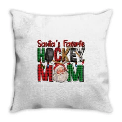 Santa's Favorite Hockey Mom Christmas Throw Pillow