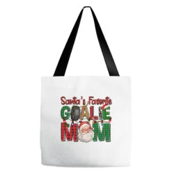 Santa's Favorite Hockey Goalie Mom Christmas Tote Bags