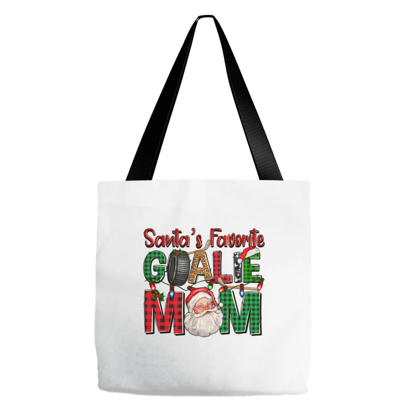Santa's Favorite Hockey Goalie Mom Christmas Tote Bags 3 Santa's Favorite Hockey Goalie Mom Christmas Tote Bags