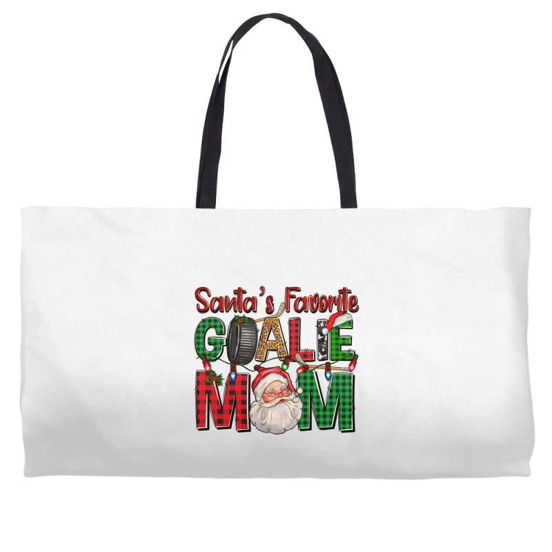 Santa's Favorite Hockey Goalie Mom Christmas Weekender Totes 3 Santa's Favorite Hockey Goalie Mom Christmas Weekender Totes