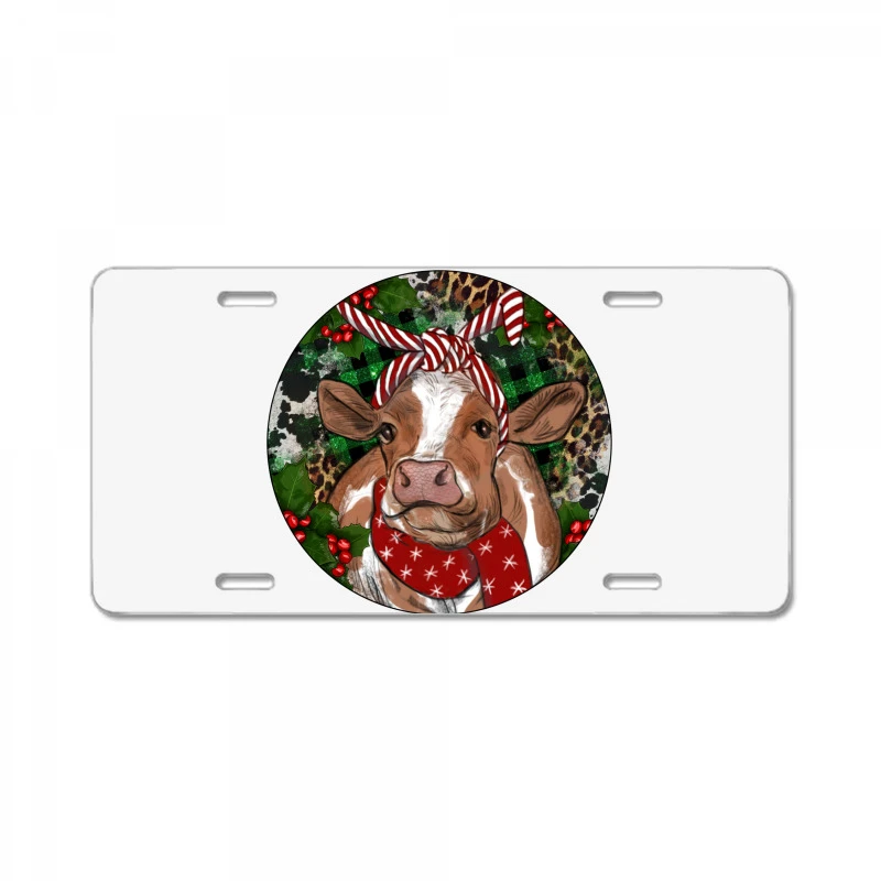Brown Cow Christmas License Plate 3 Brown Cow Christmas License Plate