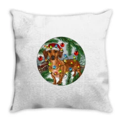 Dachshund Christmas Tree Throw Pillow