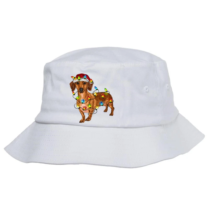 Dachshund Christmas Lights Bucket Hat 3 Dachshund Christmas Lights Bucket Hat