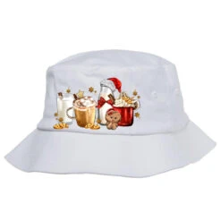 Christmas Milk And Cookie Latte Coffee Cups Bucket Hat
