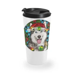 Christmas Husky Travel Mug