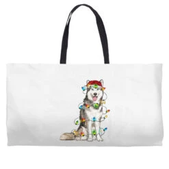 Husky Christmas Lights Weekender Totes