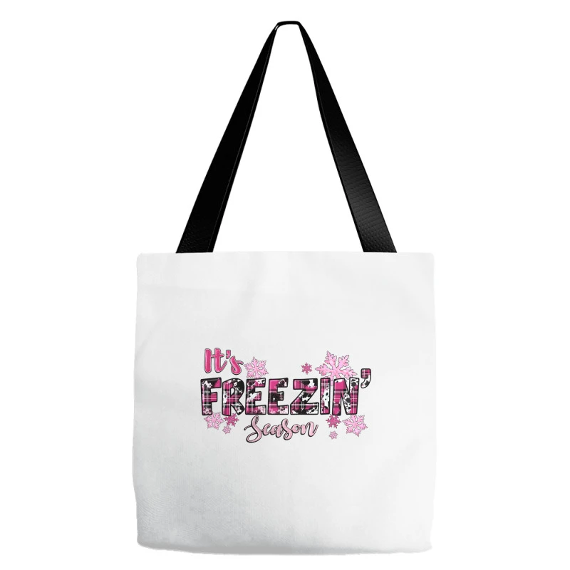 It's Freezin Season Pink Christmas Tote Bags 3 It's Freezin Season Pink Christmas Tote Bags