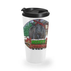Black Angus Cattle Merry Christmas Travel Mug