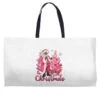 Pink Merry Christmas Black Santa Weekender Totes