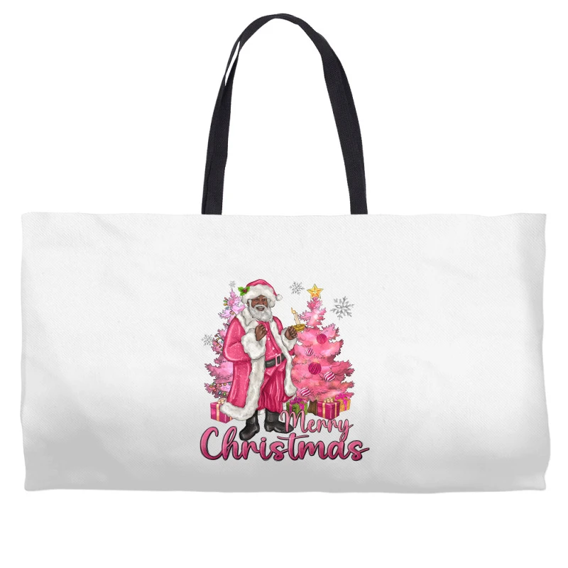 Pink Merry Christmas Black Santa Weekender Totes 3 Pink Merry Christmas Black Santa Weekender Totes