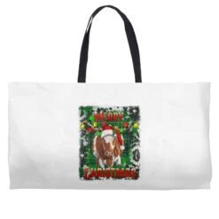 Western Merry Christmas Longhorn Cow Weekender Totes