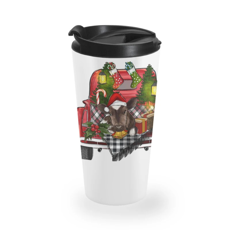 Merry Christmas Farm Truck With Baby Cow Travel Mug 3 Merry Christmas Farm Truck With Baby Cow Travel Mug
