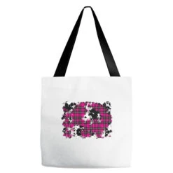 Pink Christmas Plaid Cowhide Pattern Background Tote Bags