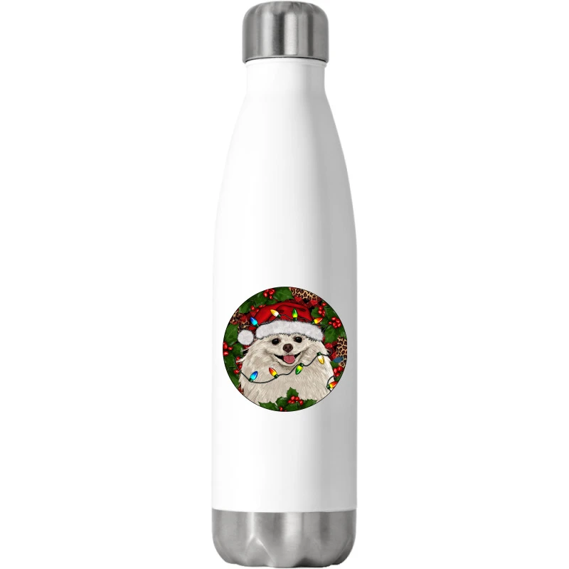 Christmas Pomeranian Stainless Steel Water Bottle 3 Christmas Pomeranian Stainless Steel Water Bottle