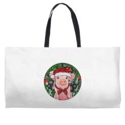 Sitting Pig Christmas Weekender Totes
