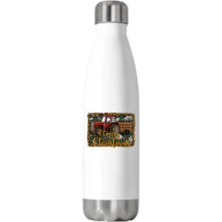 Merry Christmas Farm Tractor Stainless Steel Water Bottle
