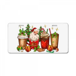 Christmas Santa Coffee Cups License Plate