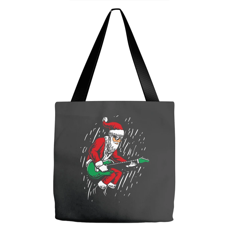 Santa Playing Guitar Christmas Pajama Musician Tote Bags 3 Santa Playing Guitar Christmas Pajama Musician Tote Bags