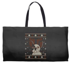 Ugly Christmas French Bulldog Puppy With Reindeer Weekender Totes