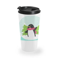 Snow Globe Penguin Christmas Tree Believe Xmas Gif Travel Mug