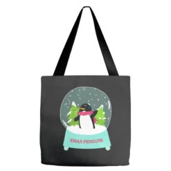 Snow Globe Penguin Christmas Tree Believe Xmas Gif Tote Bags