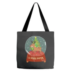 Snow Globe Reindeer Christmas Tree Believe Rudolph Tote Bags