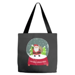 Snow Globe Santa Claus Christmas Tree Believe Xmas Tote Bags