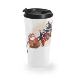 Santa Riding Reindeers Funny Christmas Xmas Matchi Travel Mug
