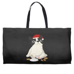Santa English Bulldog Cookie Christmas Dog Lov Weekender Totes