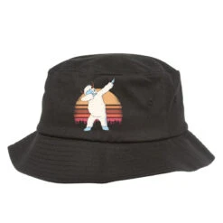 Retro Vintage Dabbing Yeti Snowman Funny Christmas Bucket Hat