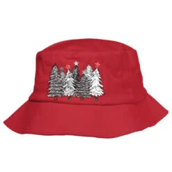 Black And White Christmas Trees With Lights Bucket Hat