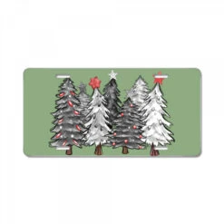 Black And White Christmas Trees With Lights License Plate
