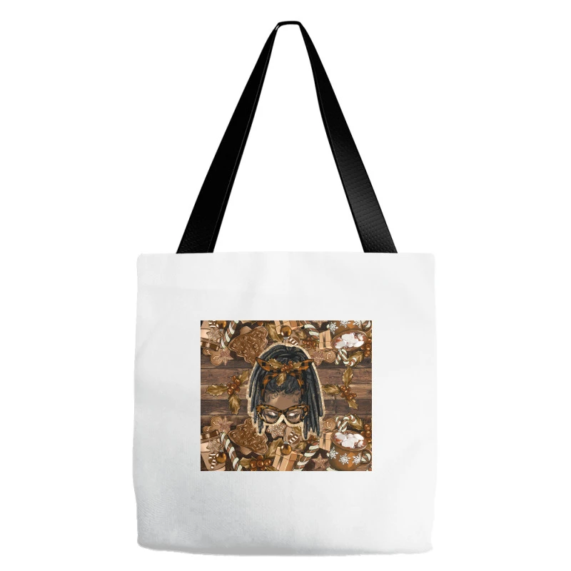 Afro Messy Bun Locs Ponytail Melanin Christmas Tote Bags 3 Afro Messy Bun Locs Ponytail Melanin Christmas Tote Bags