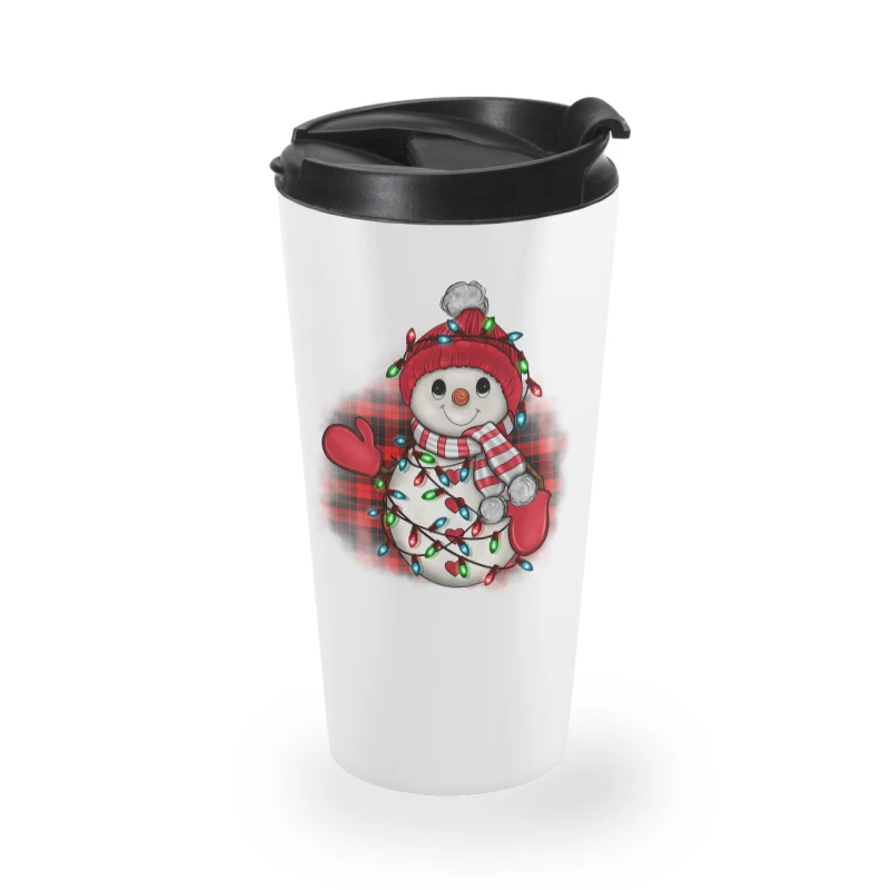 Christmas Snowman Lights Travel Mug 4 Christmas Snowman Lights Travel Mug - Image 2