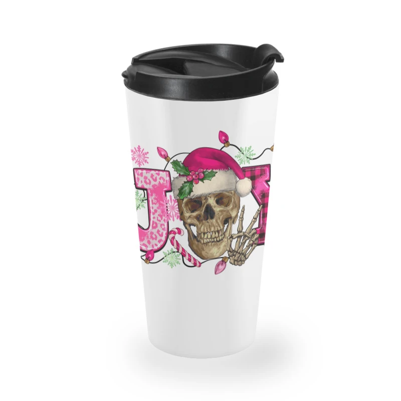 Pink Christmas Joy Skeleton Travel Mug 4 Pink Christmas Joy Skeleton Travel Mug - Image 2