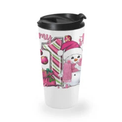 My 1st. Pink Christmas With Cute Snowman Travel Mug -Home Decor Store pmd.2526153068.169.25057798.s3.1 front white and black1 ffffff none xm12.5ym18 180 800x800 1