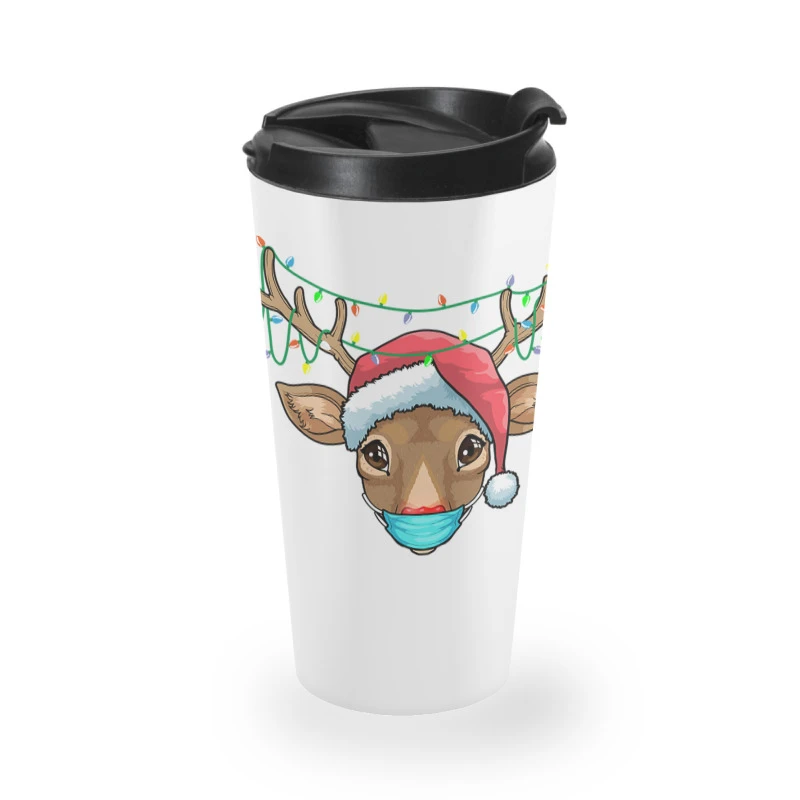 Christmas Mask Cute Rudolph Reindeer Mask Xmas 202 Travel Mug 4 Christmas Mask Cute Rudolph Reindeer Mask Xmas 202 Travel Mug - Image 2