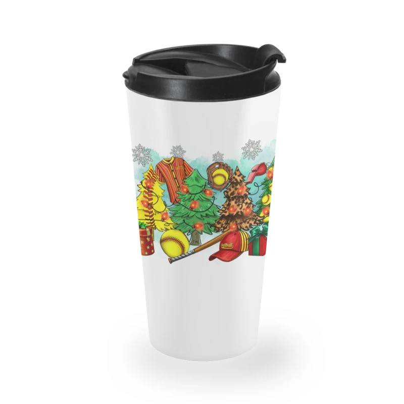 Christmas Trees With Softball Travel Mug 4 Christmas Trees With Softball Travel Mug - Image 2