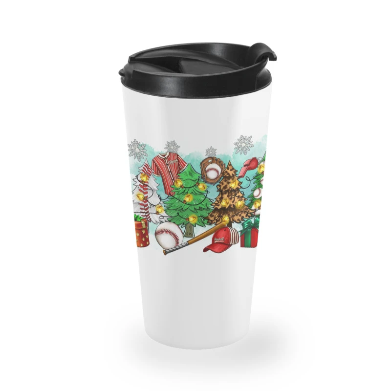 Christmas Trees With Baseball Travel Mug 4 Christmas Trees With Baseball Travel Mug - Image 2