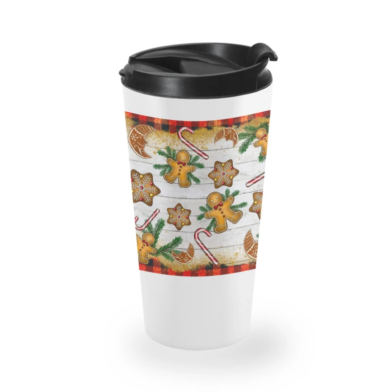 Christmas Gingerbread Cookies And Candy Cane Travel Mug 4 Christmas Gingerbread Cookies And Candy Cane Travel Mug - Image 2