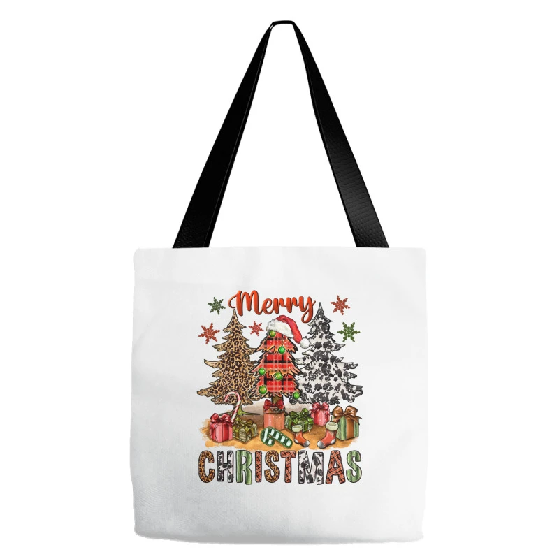 Merry Christmas With Western Trees Tote Bags 4 Merry Christmas With Western Trees Tote Bags - Image 2