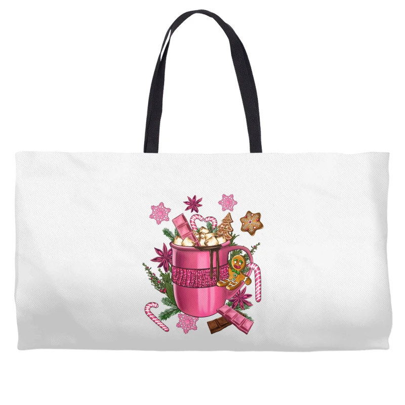 Pink Christmas Hot Chocolate Coffee Cup Weekender Totes 4 Pink Christmas Hot Chocolate Coffee Cup Weekender Totes - Image 2