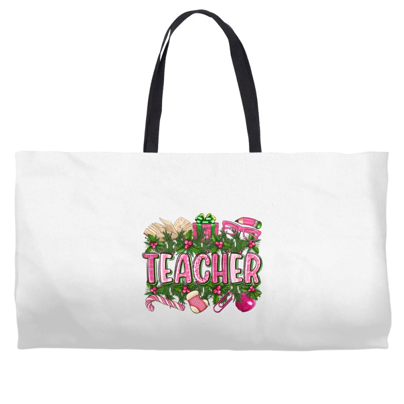 Pink Christmas Teacher Weekender Totes 4 Pink Christmas Teacher Weekender Totes - Image 2