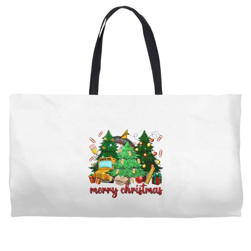 Merry Christmas School Bus Christmas Trees Weekender Totes 4 Merry Christmas School Bus Christmas Trees Weekender Totes - Image 2