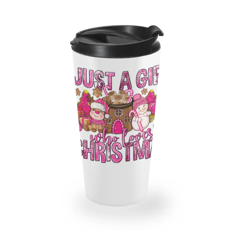 Just A Girl Who Loves Pink Christmas Travel Mug 4 Just A Girl Who Loves Pink Christmas Travel Mug - Image 2